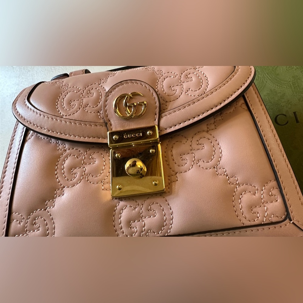 Gucci Matelassé PInk Small Top Handle Tote and Shoulder Bag New - Picture 8 of 11